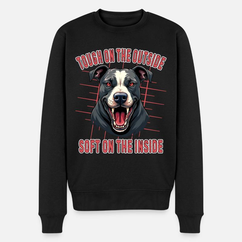 Hart nach außen, weich nach innen Hund - Männer Premium Bio Pullover - Schwarz
