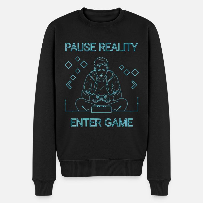 Pause Reality - Enter Game - Männer Premium Bio Pullover - Schwarz