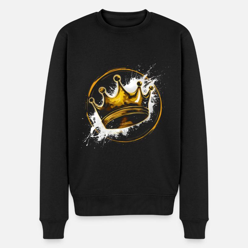 König der Goldenen Krone - Männer Premium Bio Pullover - Schwarz