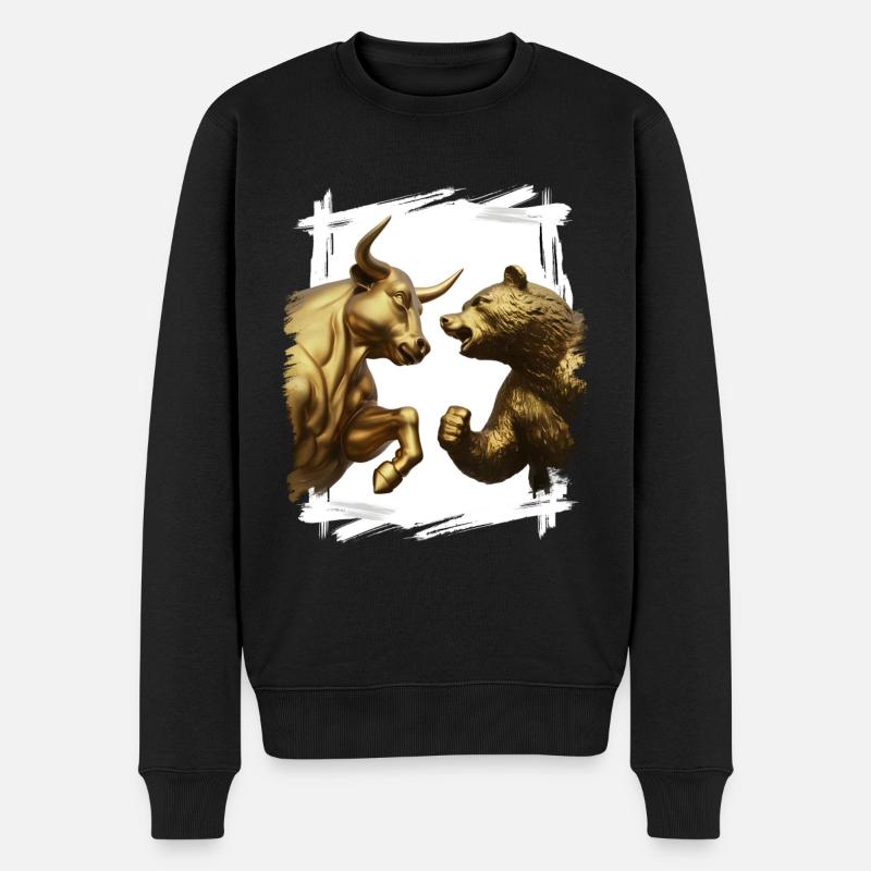 Bulle vs. Bärenmarkt - Männer Premium Bio Pullover - Schwarz
