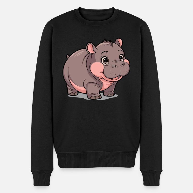 Moo Deng Nilpferd Hippo - Männer Premium Bio Pullover - Schwarz