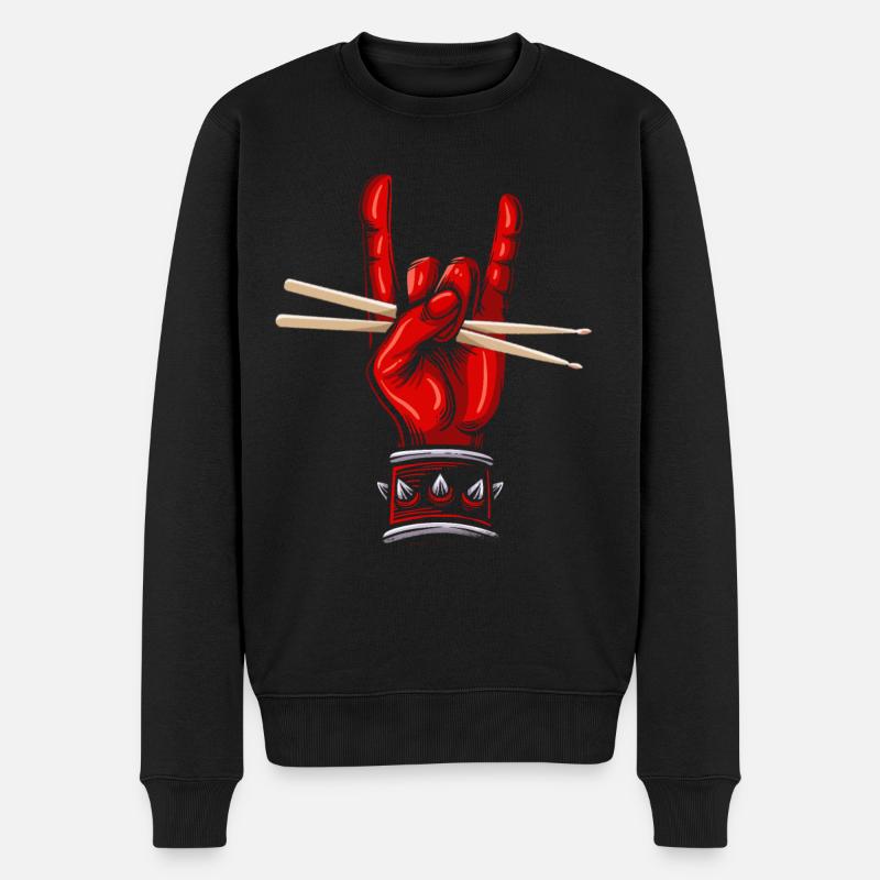 Drums Drumstick Schlagzeug Drummer Musik Band Rock - Männer Premium Bio Pullover - Schwarz