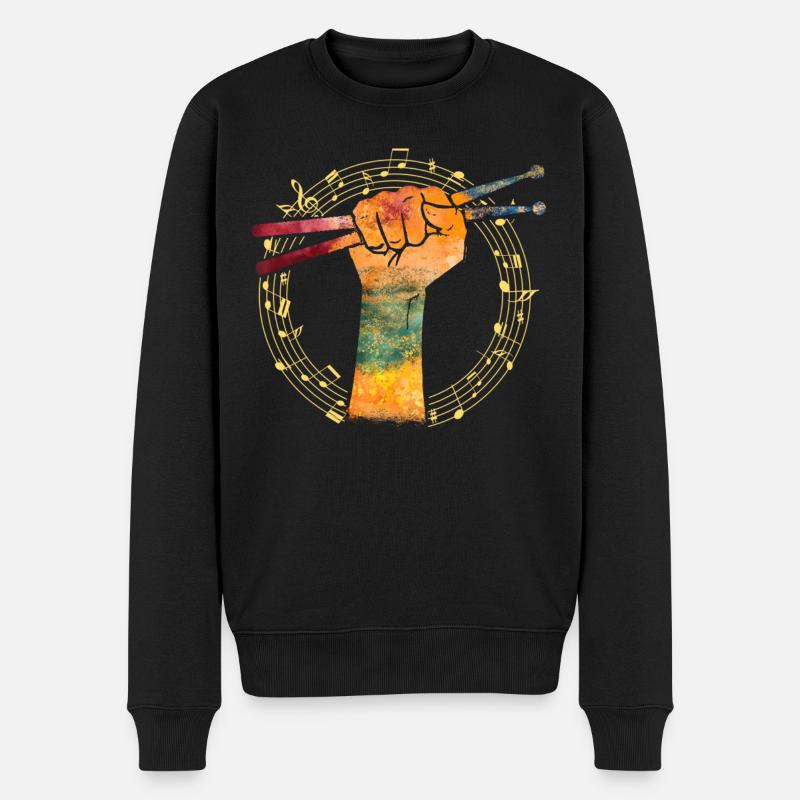 Schlagzeug Drums Drumstick Drummer Musik Band Rock - Männer Premium Bio Pullover - Schwarz