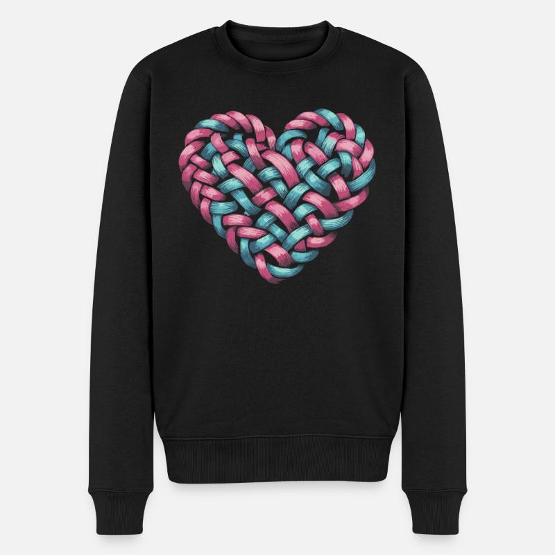 Zopfmuster Herzform Herz - Männer Premium Bio Pullover - Schwarz