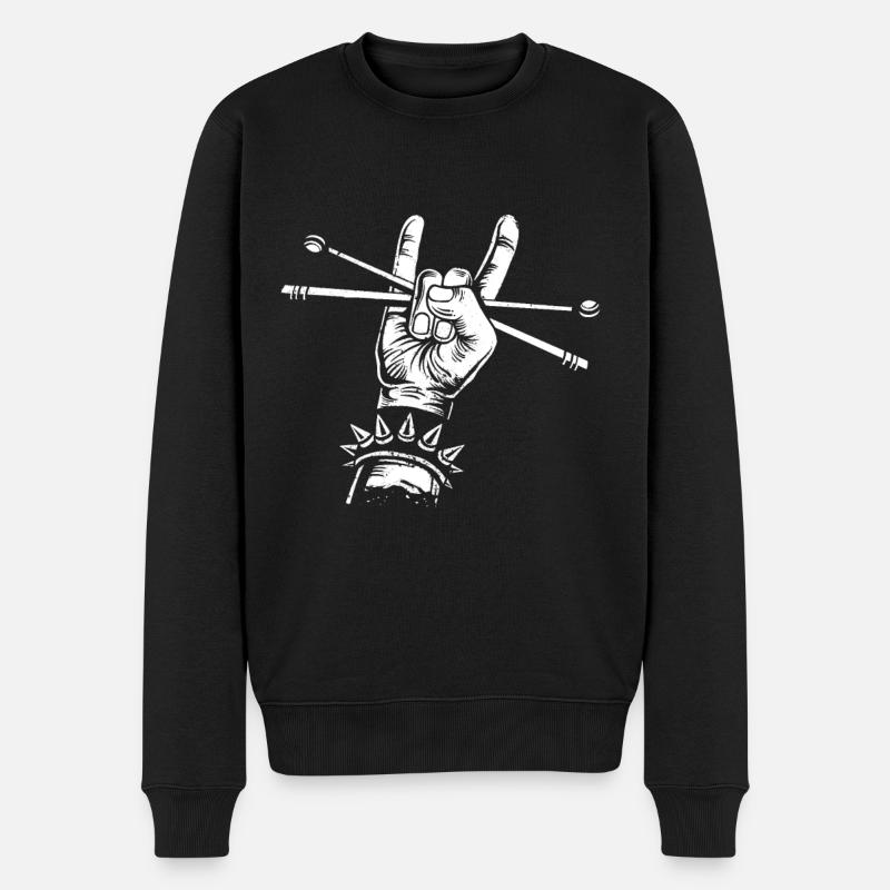 Schlagzeug Drums Drumstick Drummer Musik Band Rock - Männer Premium Bio Pullover - Schwarz