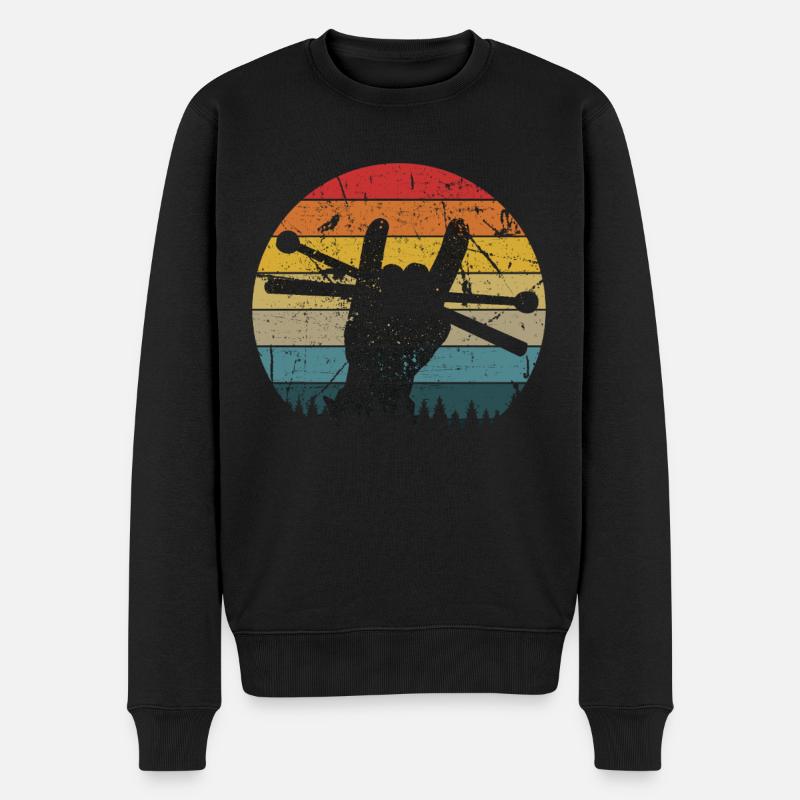 Schlagzeug Drums Drumstick Drummer Musik Band Rock - Männer Premium Bio Pullover - Schwarz