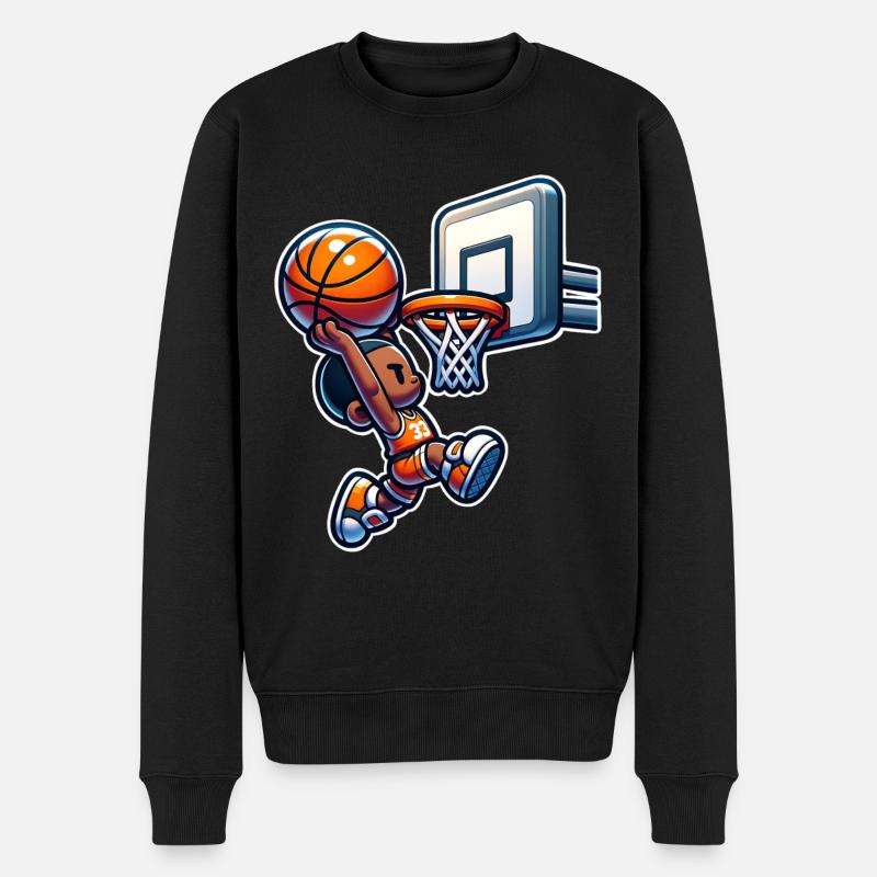 Basketball Dunking - Männer Premium Bio Pullover - Schwarz