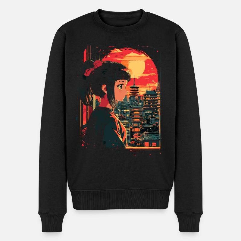 Anime Mädchen Japan - Männer Premium Bio Pullover - Schwarz