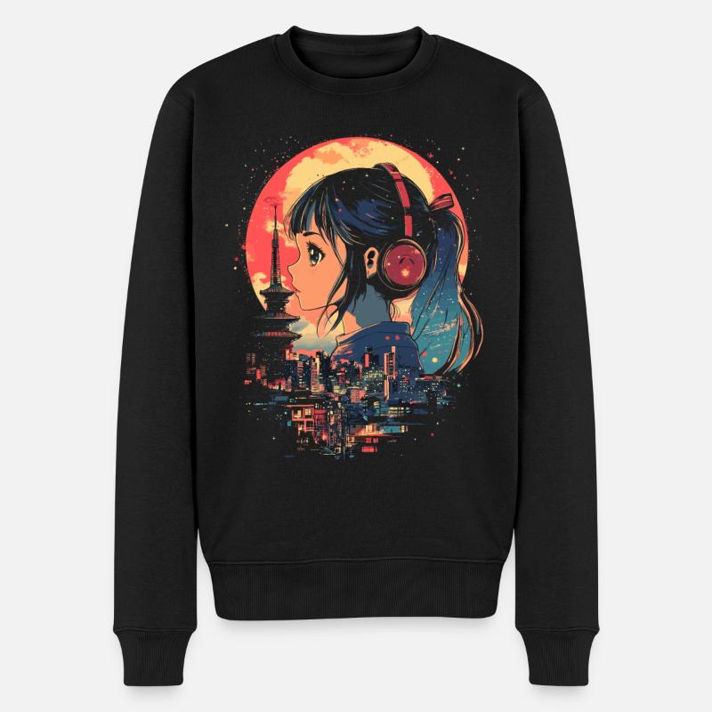 Fille d’Anime Japon - Pull Premium bio Homme - noir