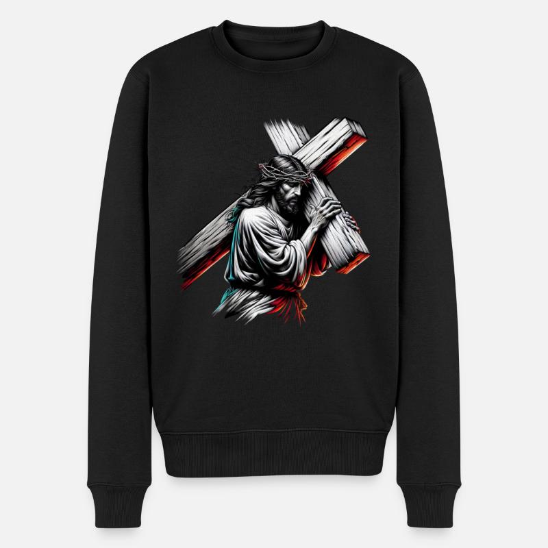 Jesus Believe christliches Glaubensmotiv - Männer Premium Bio Pullover - Schwarz