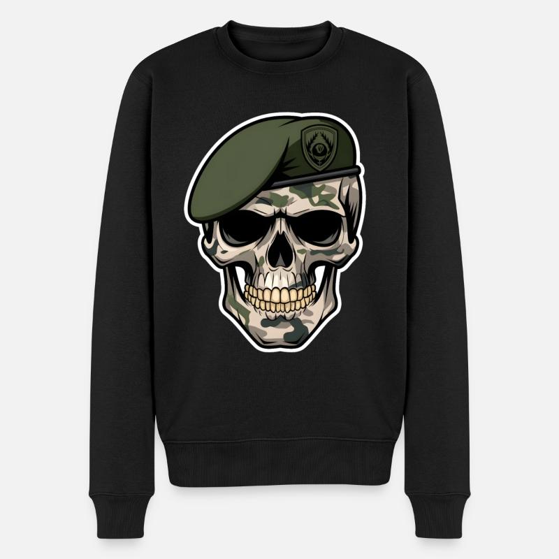 Crâne militaire - Pull Premium bio Homme - noir