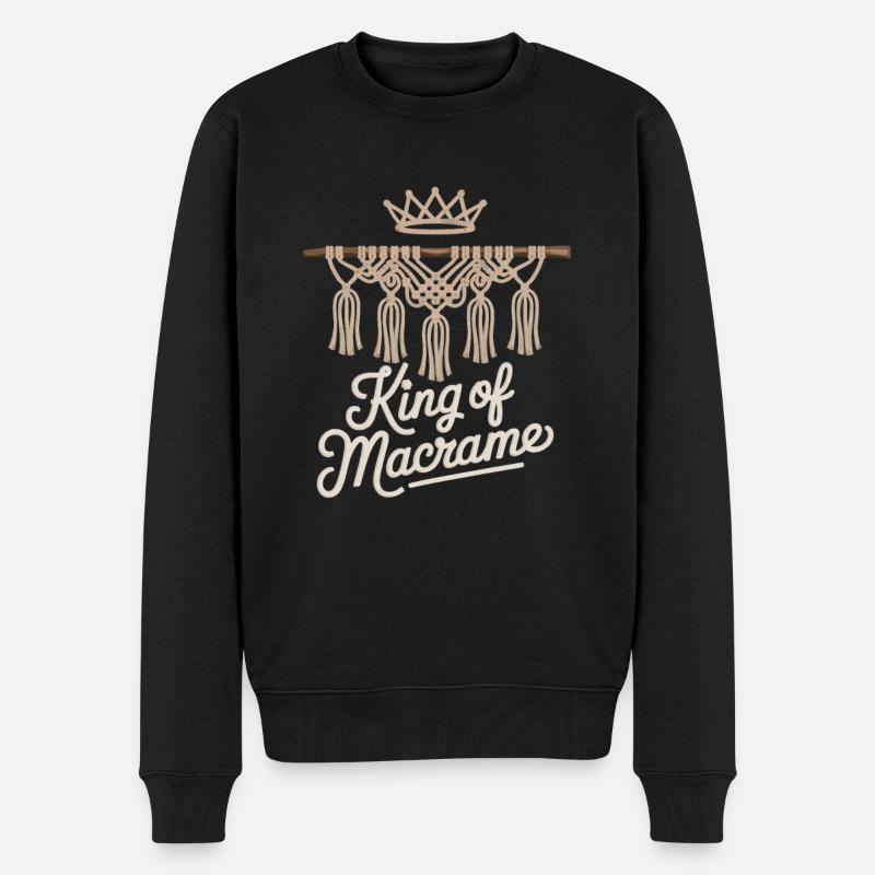 Le joyeux roi du macramé - Pull Premium bio Homme - noir