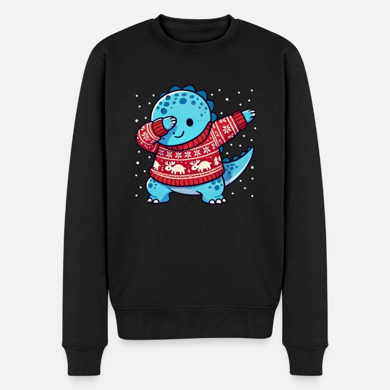 Noël Dino Dinosaure Moche Noël - Pull Premium bio Homme - noir