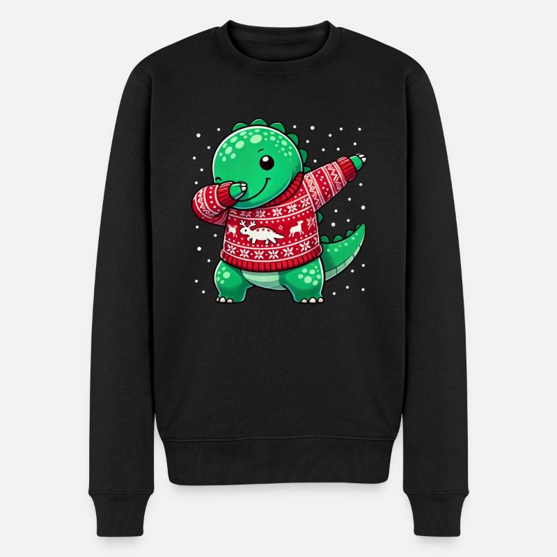 Noël Dino Dinosaure Moche Noël - Pull Premium bio Homme - noir