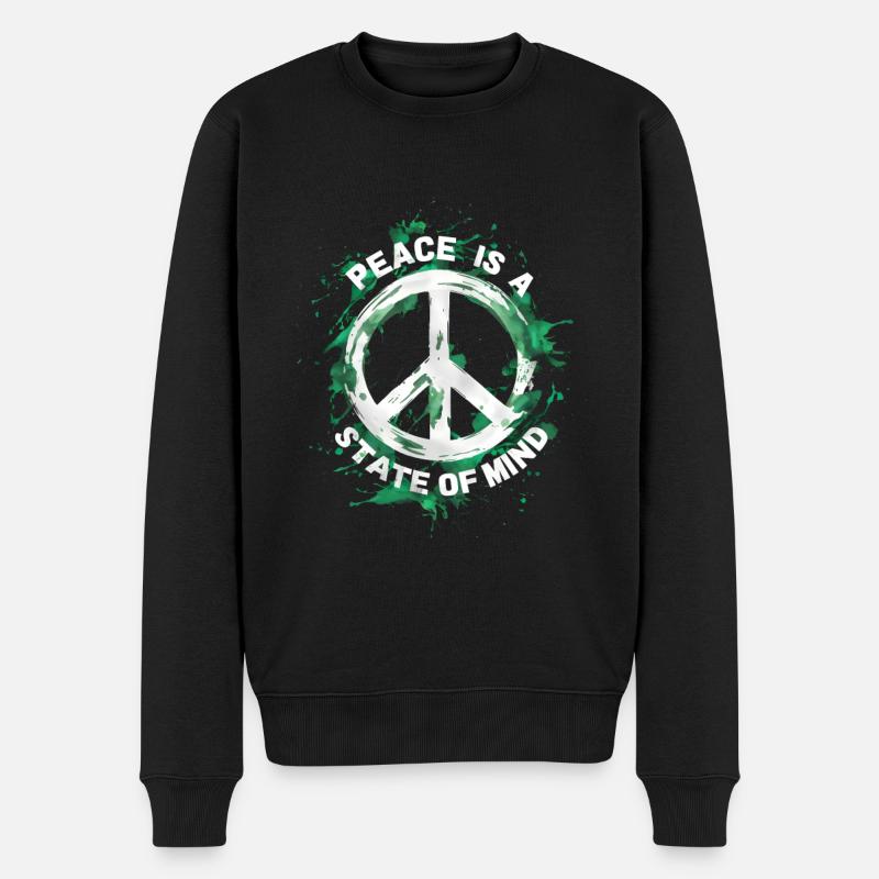 Frieden ist eine Geisteshaltung - Männer Premium Bio Pullover - Schwarz