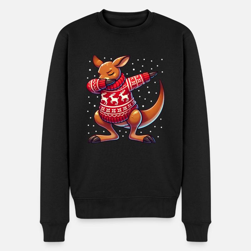 Weihnachten Känguru Hässliche Weihnachten - Männer Premium Bio Pullover - Schwarz
