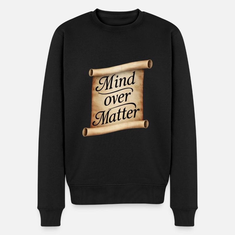 Scroll Geist über Materie - Männer Premium Bio Pullover - Schwarz