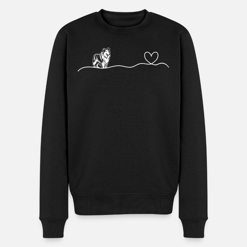 Rough Collie Heartbeat Heart Rough Collie Lover - Männer Premium Bio Pullover - Schwarz