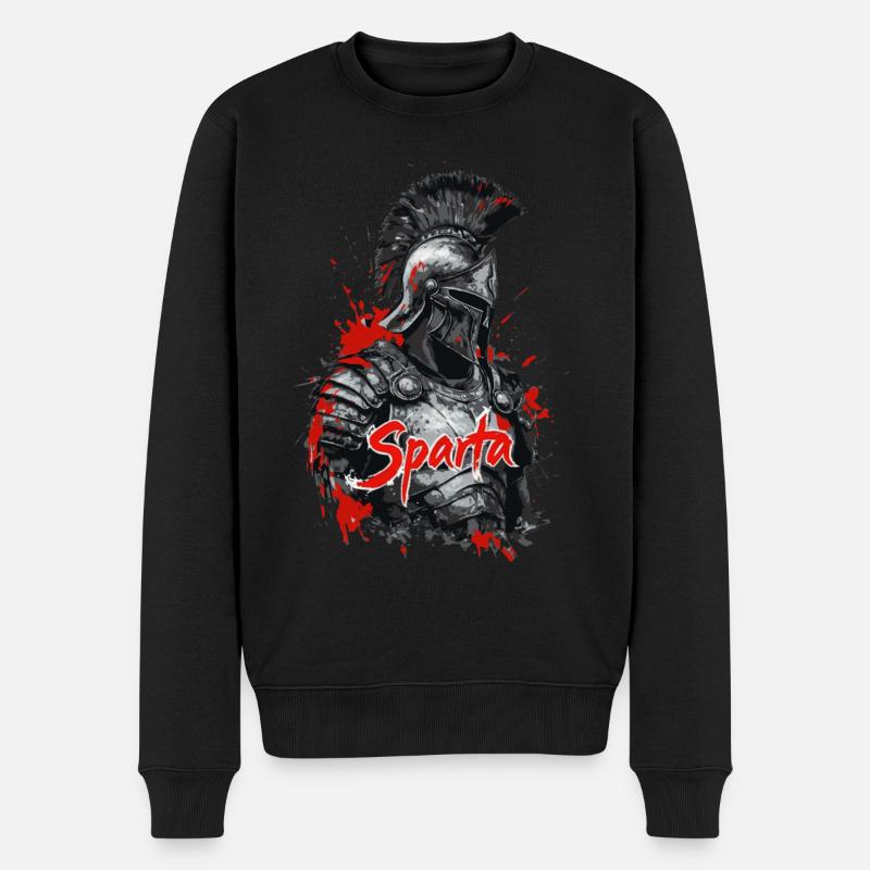 Soldat spartiate - Conception d’éclaboussures - Pull Premium bio Homme - noir