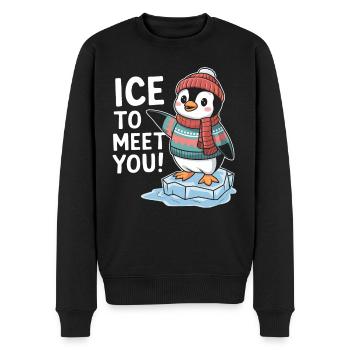 Pinguin Illustration - Männer Premium Bio Pullover - Schwarz - Vorne - Nico (187cm)