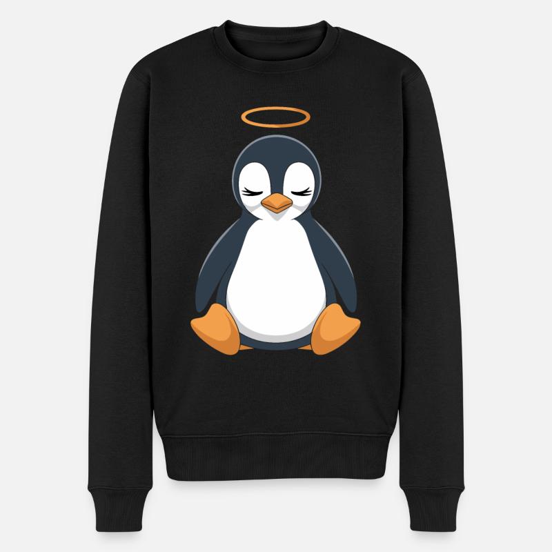 Pingouin mignon avec halo - Pull Premium bio Homme - noir