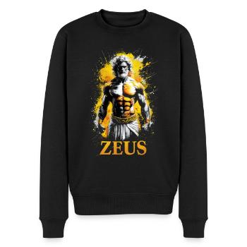 Zeus Dieu, mythologie grecque - Pull Premium bio Homme - noir - Devant - Nico (187cm)