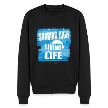 Soaring High Living Life – Paragliding Spirit - Männer Premium Bio Pullover - Schwarz - Vorne - Nico (187cm)