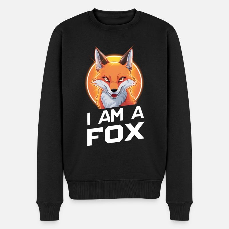 Ich bin ein Fuchs - Männer Premium Bio Pullover - Schwarz