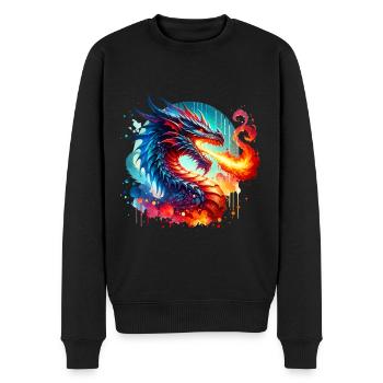 Drache - Männer Premium Bio Pullover - Schwarz - Vorne - Nico (187cm)