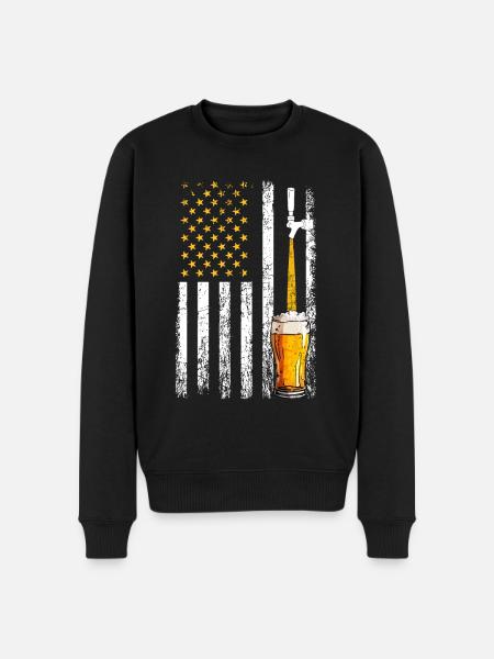 Crafbeer american flag, brewing - Männer Premium Bio Pullover - Schwarz