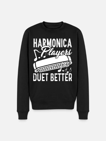Harmonica Player Duet Better - Men's Premium Organic Jumper - black