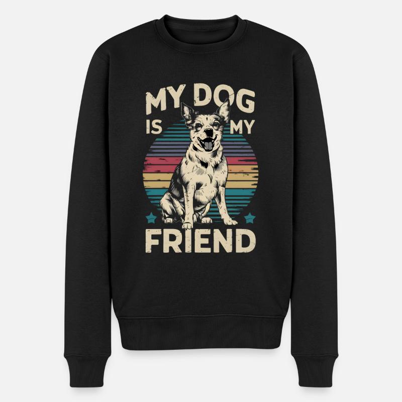 Mein Hund ist mein Freund - Männer Premium Bio Pullover - Schwarz
