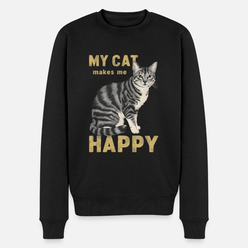 Mon chat me rend heureuse - Pull Premium bio Homme - noir