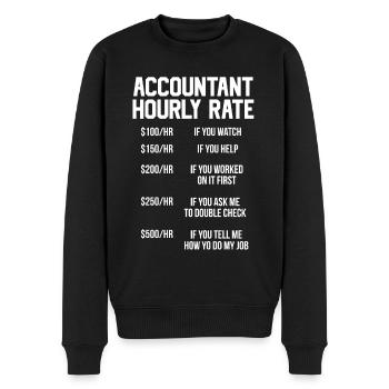 Accountant Hourly Rate - Funny Quote - Men's Premium Organic Jumper - black - Front - Nico (187cm)