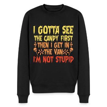 I Gotta See The Candy First Not Stupid Halloween - Men's Premium Organic Jumper - black - Front - Nico (187cm)