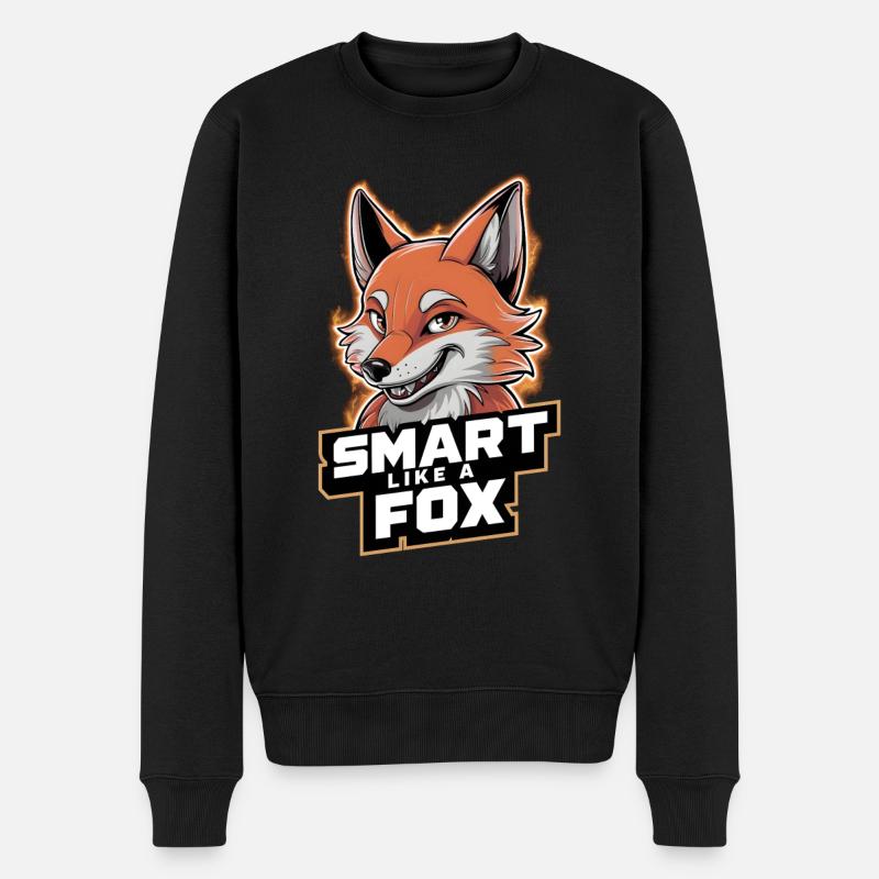 Schlau wie ein Fuchs - Männer Premium Bio Pullover - Schwarz
