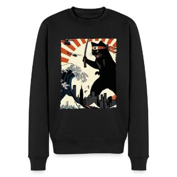 Ninja Cat Vintage avec Katana Warrior Japon Art - Pull Premium bio Homme - noir - Devant - Nico (187cm)