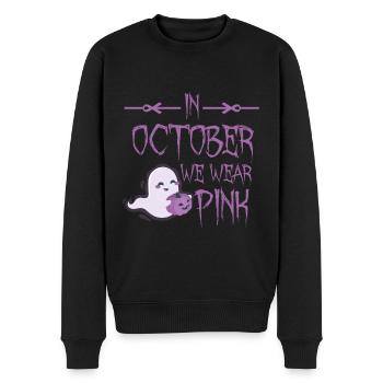 Fantôme mignon avec citrouille en octobre Nous portons du rose - Pull Premium bio Homme - noir - Devant - Nico (187cm)