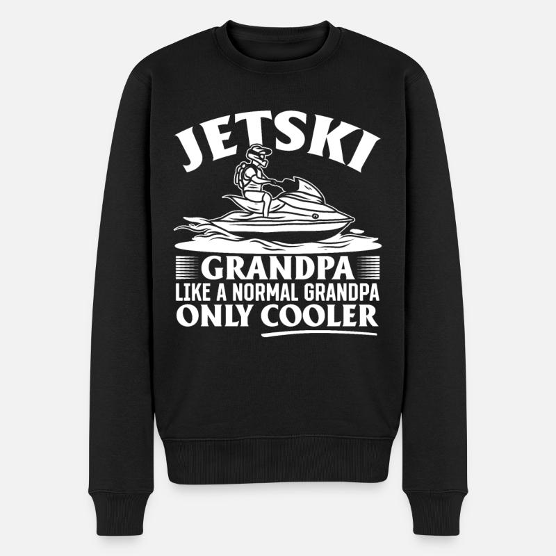 Jetski Grandpa like a normal Grandpa just cooler - - Männer Premium Bio Pullover - Schwarz