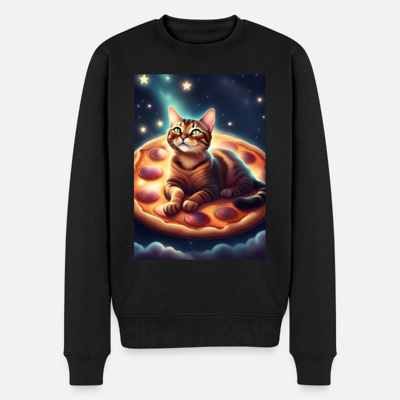 Pizza-Katze - Männer Premium Bio Pullover - Schwarz