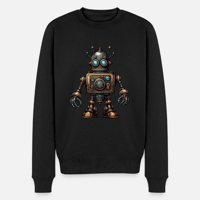 Steampunk-Roboter - Männer Premium Bio Pullover - Schwarz