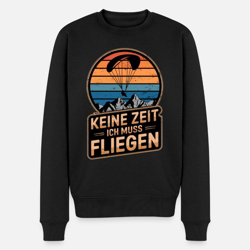 Keine Zeit Fliegen Paragleiter Retro Gleitschirm - Männer Premium Bio Pullover - Schwarz
