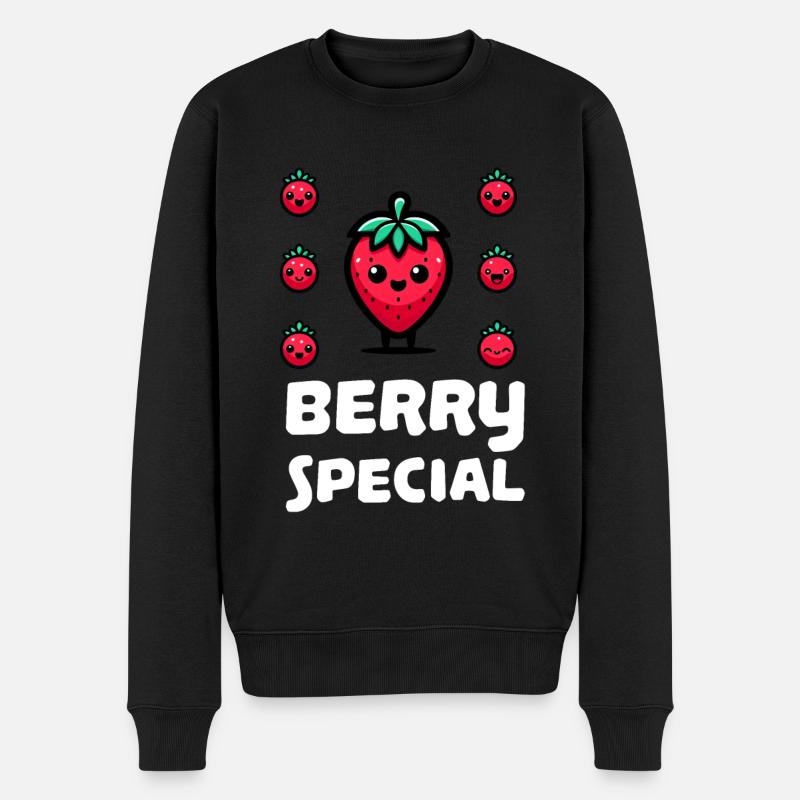 Berry Special Erdbeere - Männer Premium Bio Pullover - Schwarz