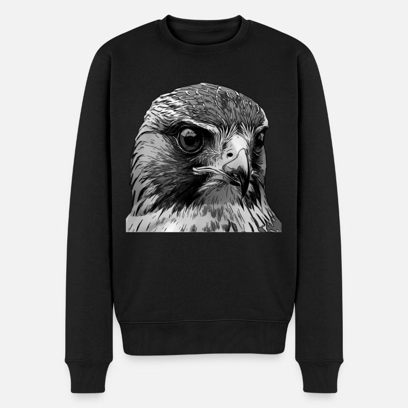 Falken Vogel - Männer Premium Bio Pullover - Schwarz