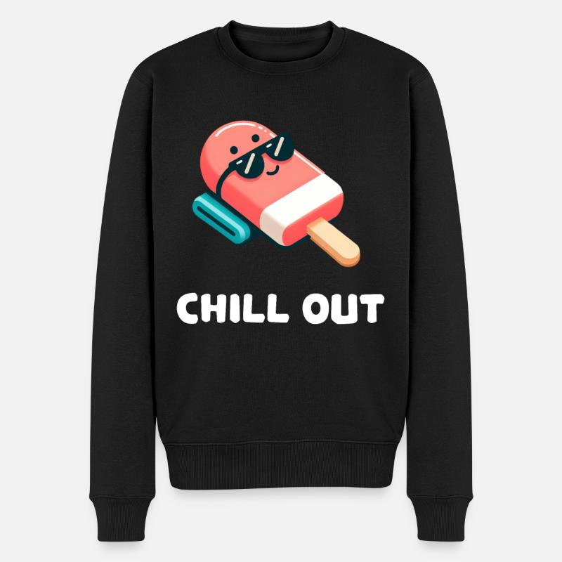 Chill Out Süßes Eis am Stiel - Männer Premium Bio Pullover - Schwarz