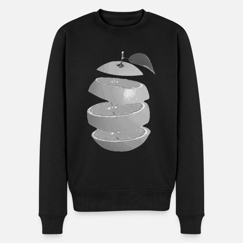 Graue Orange - Männer Premium Bio Pullover - Schwarz