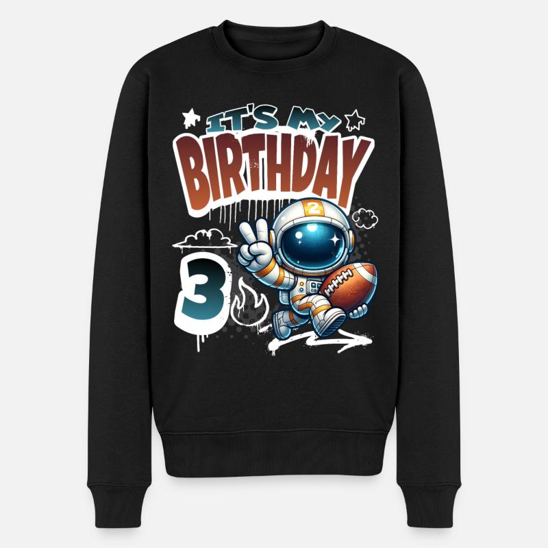 Astronaute 3e anniversaire Football - Pull Premium bio Homme - noir