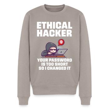 Drôle de dicton Hacker éthique pour le nerd du piratage - Pull Premium bio Homme - taupe - Devant - Nico (187cm)