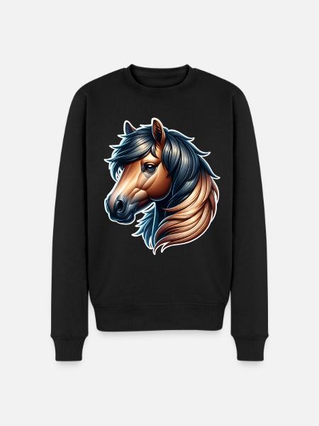 Pferd - Männer Premium Bio Pullover - Schwarz