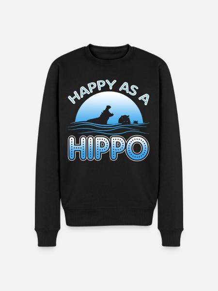 Happy As A Hippo - Men's Premium Organic Jumper - black